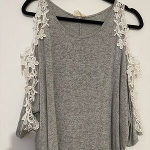 Ladies Bo-Bel Cold Shoulder Crochet Tunic Blouse Medium